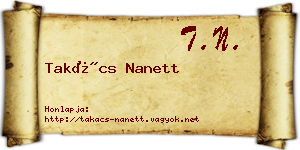 Takács Nanett névjegykártya